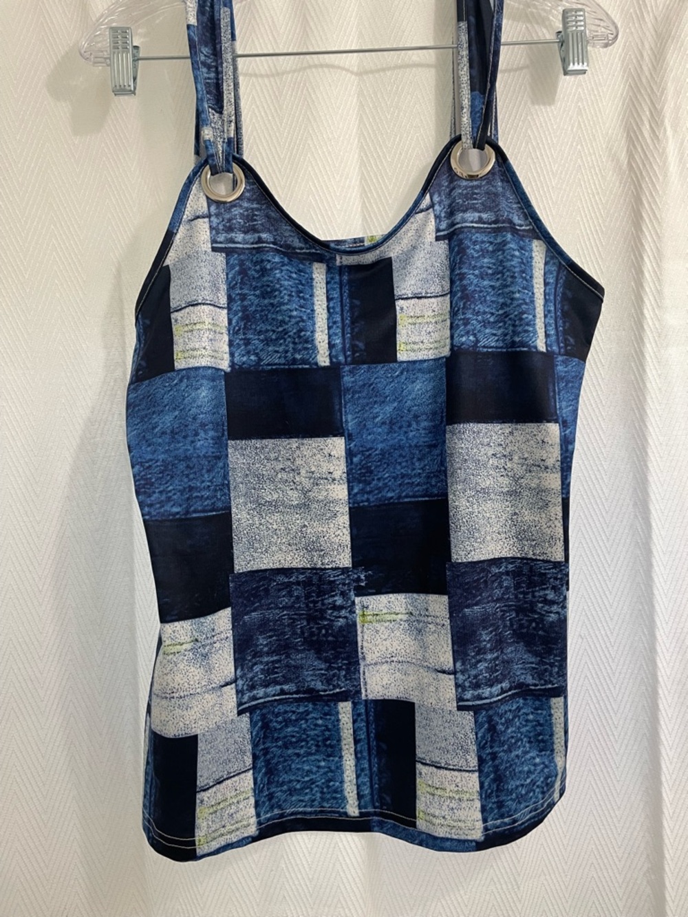 Blue Geometric Print Tank Top